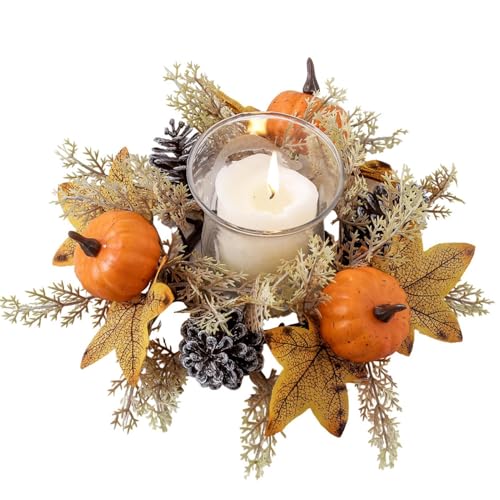 Künstliche Kerze Ring - Fall Kerze Girlande Ring , helle Farben Künstliche Herbstkranz für Türgriffe, Fenster, Esstisch, Mantel, von Generic