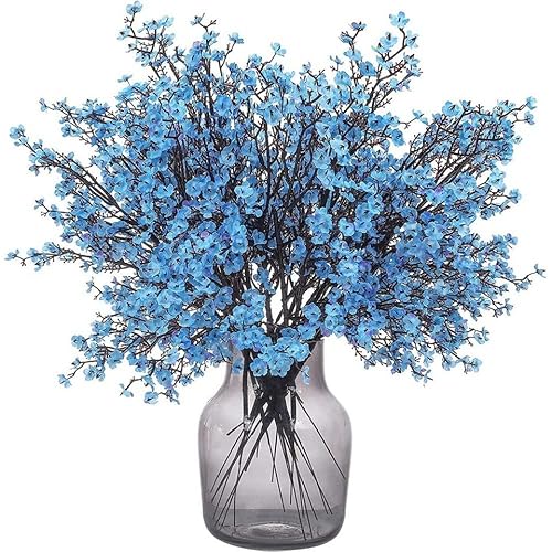 Künstliche Kirschblüten, 3 Stück, 50 cm, künstliche Pflanzen, dekorative Kunstblumen, Dekoration für Haus, Hochzeit, Party, Büro, Balkon und Garten (weiß) (Blau) von Generic
