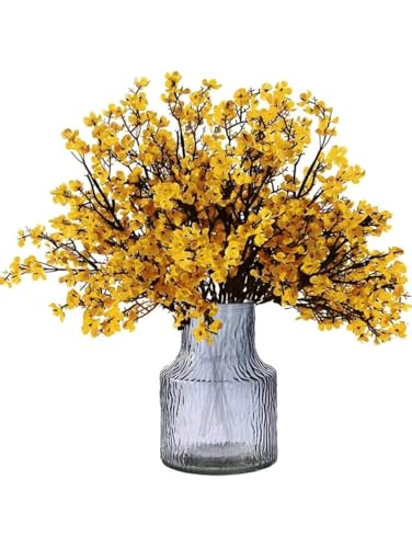 Künstliche Kirschblüten, 3 Stück, 50 cm, künstliche Pflanzen, dekorative Kunstblumen, Dekoration für Haus, Hochzeit, Party, Büro, Balkon und Garten (weiß) (gelb) von Generic