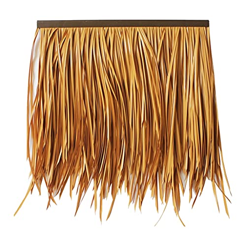 Künstliche Kunststoff Simulation Strohdach Simulation Strohdach Antike Fliese Dekoration Garten Szenische PVC Pavillon Strohdach Dekoration Palmgras Stroh Rolle -0.5X0.5m(Yellow3,10pcs) von Generic
