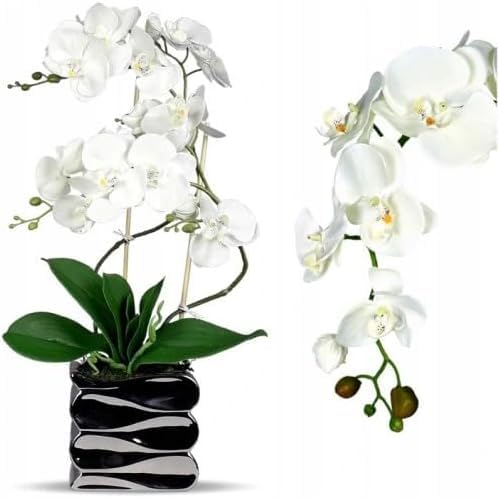 Künstliche Orchidee | Künstliche Blumen | Orchidee in einem silbernen Topf | Weiß von Generic