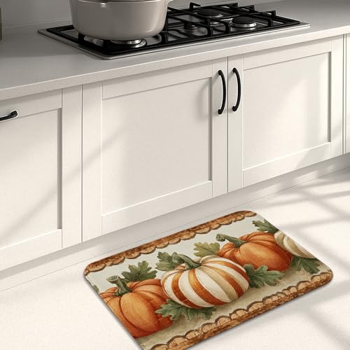 Kürbis-Küchenmatten für Boden, Herbsternte, Vintage, weiche Matten, gepolstert, bequem, waschbar, rutschfest, Dekor-Teppiche für Küchenspüle, Waschküche, Badezimmer, 40,6 x 61 cm Kürbis-Küchenmatten für Boden, Herbsternte, Vintage, weiche Matten, gepolstert, bequem, waschbar, rutschfest, Dekor-Teppiche für Küchenspüle, Waschküche, Badezimmer, 40,6 x 61 cm von Generic