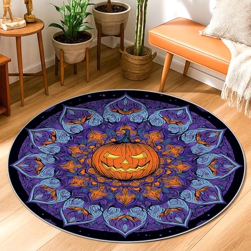 Kürbis-Teppich, Halloween, Bohemian-Mandala, Wirbel, Halloween, Orange, rutschfeste Unterseite, Randeinfassung, Überwurf, Teppich, Eingang, Badezimmer, Waschküche, Nachttisch, Dekoration, 91 x 90 cm Kürbis-Teppich, Halloween, Bohemian-Mandala, Wirbel, Halloween, Orange, rutschfeste Unterseite, Randeinfassung, Überwurf, Teppich, Eingang, Badezimmer, Waschküche, Nachttisch, Dekoration, 91 x 90 cm von Generic