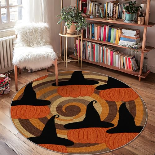 Kürbis-Teppich, Halloween, saisonaler Hexenhut, Wirbel, Halloween, Orange, rutschfeste Unterseite, Randeinfassung, Fußmatte, Überwurf, Teppich, für Badezimmer, Eingangsbereich, Küche, Nachttisch Kürbis-Teppich, Halloween, saisonaler Hexenhut, Wirbel, Halloween, Orange, rutschfeste Unterseite, Randeinfassung, Fußmatte, Überwurf, Teppich, für Badezimmer, Eingangsbereich, Küche, Nachttisch von Generic