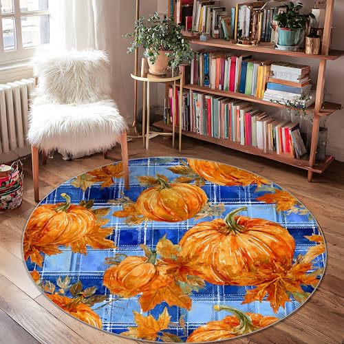 Kürbis-Teppich, saisonales Ahornblatt-kariert, Herbst-Orange, rutschfeste Unterseite, runde Fußmatte, Überwurf, Teppich, Kanteneinfassung, Badezimmer, Eingangsbereich, Küche, Nachttisch, Dekoration Kürbis-Teppich, saisonales Ahornblatt-kariert, Herbst-Orange, rutschfeste Unterseite, runde Fußmatte, Überwurf, Teppich, Kanteneinfassung, Badezimmer, Eingangsbereich, Küche, Nachttisch, Dekoration von Generic
