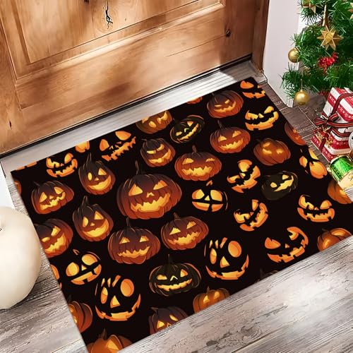 Kürbisgesicht Fußmatte Schmutzfangmatte Innen 50 X 80 cm rutschfeste Waschbar Fussmatte, Sauberlaufmatte Teppich Für Eingangsbereich, Haustür, Flur, Porch - Orange Farbe Horror-Stil Kürbisgesicht Fußmatte Schmutzfangmatte Innen 50 X 80 cm rutschfeste Waschbar Fussmatte, Sauberlaufmatte Teppich Für Eingangsbereich, Haustür, Flur, Porch - Orange Farbe Horror-Stil von Generic