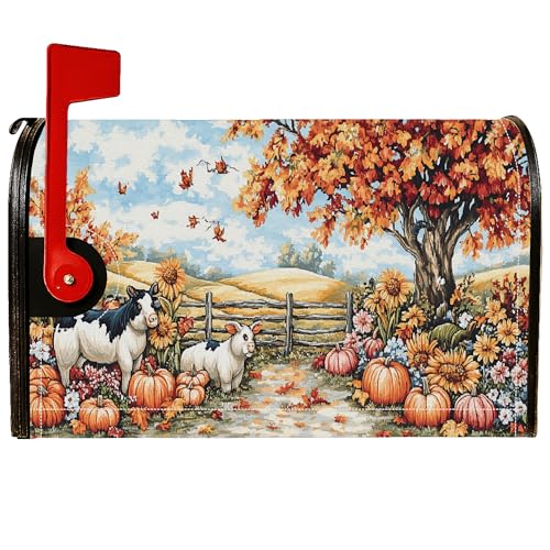 Kürbisse, magnetische Briefkastenabdeckungen, rustikale Kühe und Blumen, Herbst-Orange, Briefkastenverpackung für den Außenbereich, 45,7 x 53,3 cm von Generic