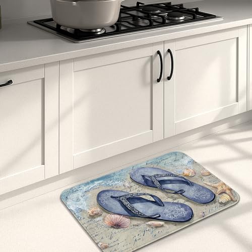 Küsten-Küchenmatten für Boden, Muschel-Strand-Design, weiche Matten, gepolstert, bequem, waschbar, rutschfest, Dekor-Teppiche für Küchenspüle, Waschküche, Badezimmer, 50,8 x 78,9 cm Küsten-Küchenmatten für Boden, Muschel-Strand-Design, weiche Matten, gepolstert, bequem, waschbar, rutschfest, Dekor-Teppiche für Küchenspüle, Waschküche, Badezimmer, 50,8 x 78,9 cm von Generic
