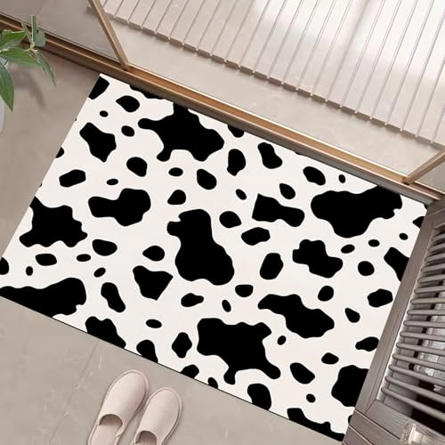 Kuhflecken Fußmatte - rutschfeste Schmutzfangmatte Weiß Für Innen, Fußabtreter Schlichter Stil Für Flur, Eingangsbereich & Überdachten Außenbereich - 45 X 75 cm von Generic