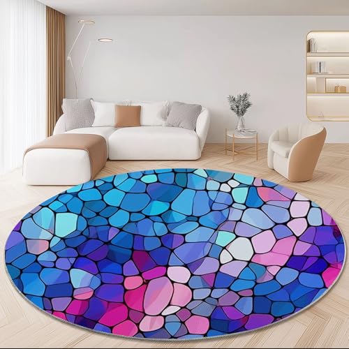 Kunst Runder Teppiche 200 cm Glasfragmente Mosaike Farbblöcke Waschbarer Runder Teppich rutschfest Fusselfrei Niederflor Für Wohnzimmer Kinderzimmer Schlafzimmer Couchtisch Lila Kunst Runder Teppiche 200 cm Glasfragmente Mosaike Farbblöcke Waschbarer Runder Teppich rutschfest Fusselfrei Niederflor Für Wohnzimmer Kinderzimmer Schlafzimmer Couchtisch Lila von Generic
