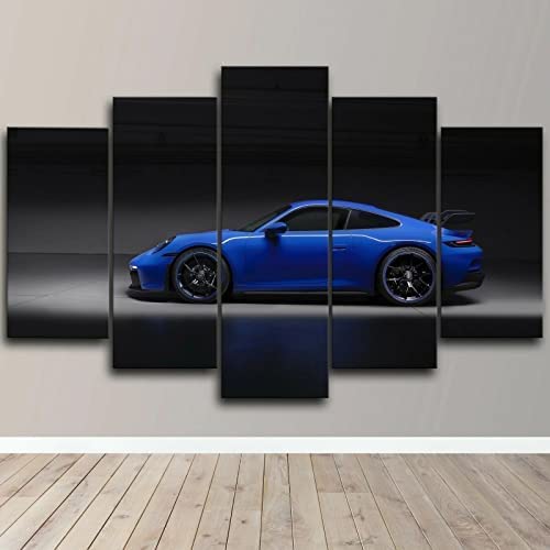 Kunstdrucke Gemälde 5 Teilig Leinwand Drucke,Wand Für Zuhause Malerei Wohnzimmer Wohnung Deko Modulare Bilder 5 Stück Blaues Auto Hd Gedruckt Poster Wandkunst Für Bürohotels 200 X 100 Cm -5J0F/B2P9- von Generic