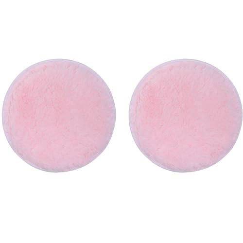 Kunstfell Teppich, 40X40 cm Weicher Flauschiger Teppich, 1/2PCS Sofa Kissen rutschfest Abriebfest, Room Rugs Teppich Rund für Wohnzimmer, Schlafzimmer, Sofa (Round-Pink, 2PCS) von Generic