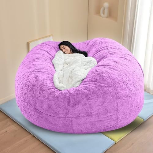 Kunstpelz Sitzsack Stuhl, Luxus Flauschige Sitzsäcke Erwachsene, Raumdekoration Lounge Stuhl Sitzsack, Wohnzimmer Sitzsack, #12, 7FT （180 * 90CM） von Generic