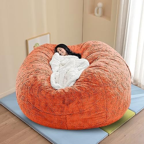 Kunstpelz Sitzsack Stuhl, Luxus Flauschige Sitzsäcke Erwachsene, Raumdekoration Lounge Stuhl Sitzsack, Wohnzimmer Sitzsack, #6, 7FT （180 * 90CM） von Generic