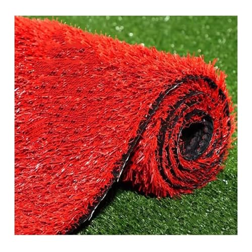 Kunstrasen Rot Realistischer Kunstrasenteppich Mit Drainage-Gummirücken Für Terrasse, Balkon Und Pool(31x59IN) von Generic