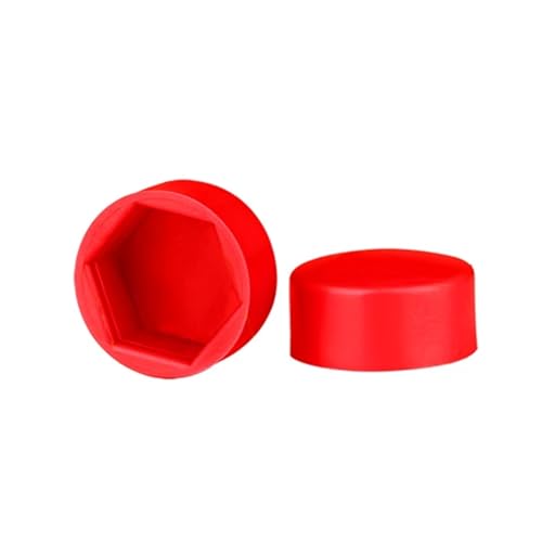 Kunststoff-Schutzkappe PE M4M5M6M8M10M12M14M16M18M20M24M27M30 Mutterkappe Abdeckung Sechskantschraube Dekorative Kappe(Red,13x10xM8-20pcs) von Generic