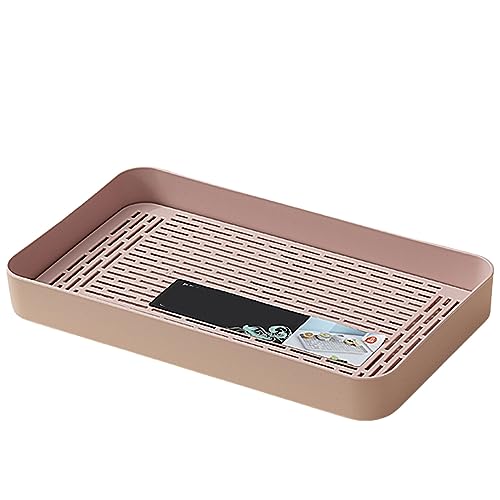 Kunststoff-aufbewahrungstablett, Metalltablett, Hohles Teetablett Aus Edelstahl, Teeabflusstablett Metall-Organizer-Platte Zum Halten Von Obst, Tee, Pink, 39x22x2.5CM von Generic