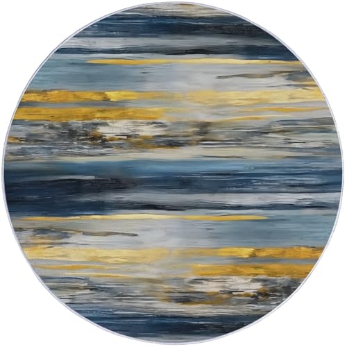 Kurzflor Runder Flanell Teppich 160 cm, Abstrakt Horizontale Linien Texturen Druckdesign, waschbar pflegeleicht ideal fürs Wohnzimmer, Schlafzimmer und Kinderzimmer auch als Badematte, Bunt Kurzflor Runder Flanell Teppich 160 cm, Abstrakt Horizontale Linien Texturen Druckdesign, waschbar pflegeleicht ideal fürs Wohnzimmer, Schlafzimmer und Kinderzimmer auch als Badematte, Bunt von Generic