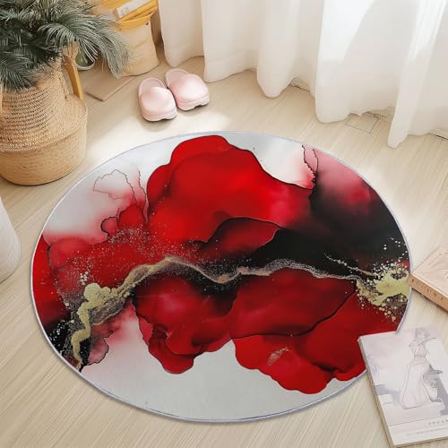 Kurzflor Runder Flanell Teppich 160 cm, Abstrakt Tusche Texturen Druckdesign, waschbar pflegeleicht ideal fürs Wohnzimmer, Schlafzimmer und Kinderzimmer auch als Badematte, Bunt Kurzflor Runder Flanell Teppich 160 cm, Abstrakt Tusche Texturen Druckdesign, waschbar pflegeleicht ideal fürs Wohnzimmer, Schlafzimmer und Kinderzimmer auch als Badematte, Bunt von Generic