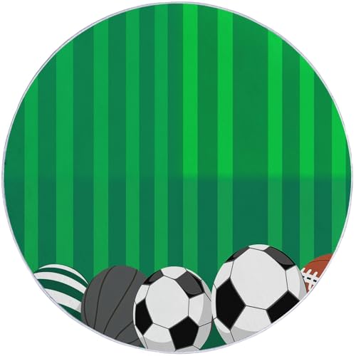 Kurzflor Runder Flanell Teppich 160 cm, Cartoon Linien Bewegung Bälle Druckdesign, waschbar pflegeleicht ideal fürs Wohnzimmer, Schlafzimmer und Kinderzimmer auch als Badematte, Bunt Kurzflor Runder Flanell Teppich 160 cm, Cartoon Linien Bewegung Bälle Druckdesign, waschbar pflegeleicht ideal fürs Wohnzimmer, Schlafzimmer und Kinderzimmer auch als Badematte, Bunt von Generic