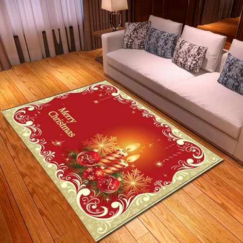 Kurzflor Teppich 3D Weihnachten Rote Kerze Neues Jahr Teppichboden Teppich Fantasiekanal Flurteppich Teppich Für Wohnzimmer,Teppich Für Küche,Wohnzimmer Teppich 200 X 300 cm / 78,74 X 118,11-2A2S3L9Z von Generic