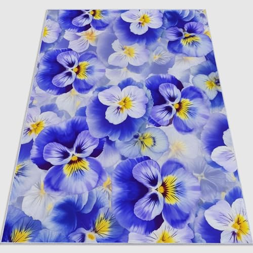 Kurzflor Teppich 80 x 150 cm, Maschinenwaschbar und rutschfest Aquarell Elegant Natur Pflanzen Blumen Flanell Teppich im Thema Geeignet für Schlafzimmer Wohnzimmer Esszimmer Blau Kurzflor Teppich 80 x 150 cm, Maschinenwaschbar und rutschfest Aquarell Elegant Natur Pflanzen Blumen Flanell Teppich im Thema Geeignet für Schlafzimmer Wohnzimmer Esszimmer Blau von Generic