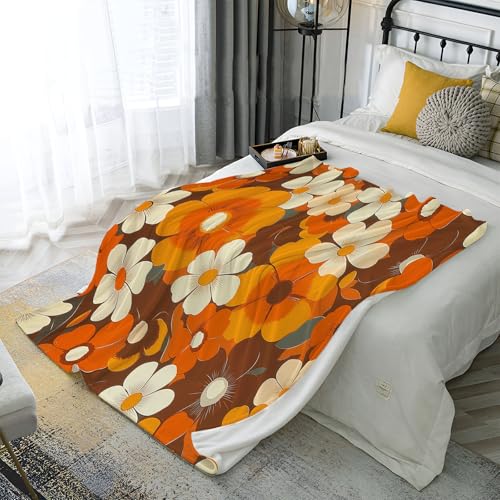 Kuscheldecke 130X150Cm Retro Pflanzen Flanelldecke Weiche Warme Decke Als Wohndecke Schlafdecke Tagesdecke Oder Sofadecke Mit 70Er Poster, Kühldecke Zum Schlafen von Generic