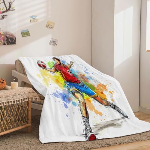 Kuscheldecke 150 x 200 cm Weiche Decke Flanell Wolldecke Couchdecke Flauschig Sofa Decke Anime Sport Handball Druck Flauschig Warm Weichen Bett Decken Kuscheldecke Bunt von Generic