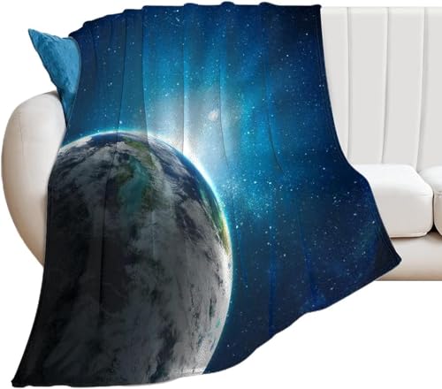 Kuscheldecke 80x150 Erde, Flanell Fleecedecke 3D Blauer Sternenhimmel Weiche und Warme Decke, als Sofadecke Wohndecke Tagesdecke Wolldecken, für Kinder Erwachsene TT1712 von Generic