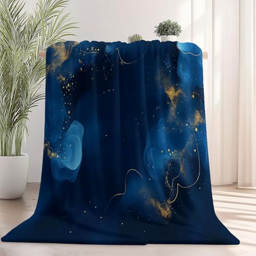Kuscheldecke Decke mit Abstrakt Farbverlauf Sternenhimmel Rauch Muster, Dunkelblau Warme Sofadecke Fleecedecke, 220×240 cm Aus ultraweichem Flanell, perfekt zum Entspannen drinnen und draußen von Generic