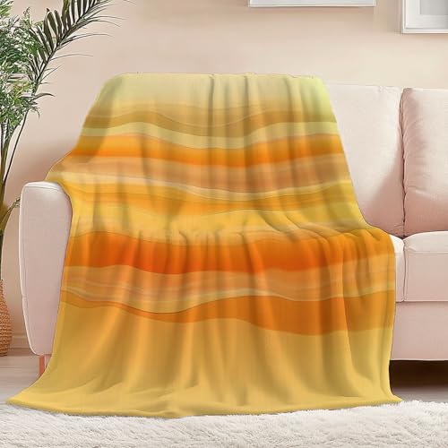 Kuscheldecke Flauschig Decke 180 x 220 cm Wohndecke Couchdecke Mikrofaser Sofaüberwurf Tagesdecke weiche warme Sofadecke mit Abstrakte Farbverlaufstextur Motiv Orange Gelb von Generic