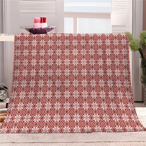Kuscheldecke Flauschig Decke XL 100x130cm Couchdecke - Weiß-Rote BöHmische Geometrie Fleecedecke Warme Sofa Decke für Spring, Rot Kuschlige Wohndecke Kinder Tagesdecke von Generic