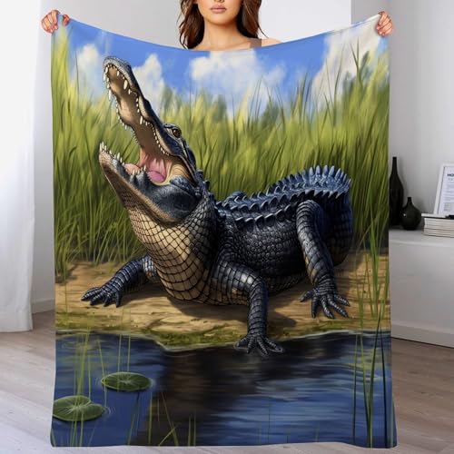 Kuscheldecke Flauschig - Fleecedecke 130X150Cm - Weiche Wilde Krokodile Wohndecke - Decke Couch Als Wohn- Kuscheldecke - Flauschdecke - Tierlandschaft Kuscheldecke von Generic