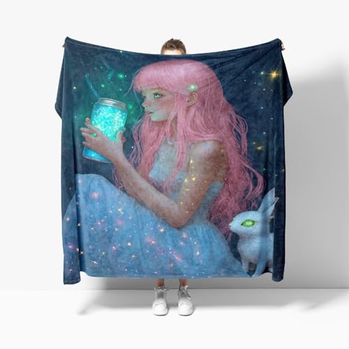 Kuscheldecke Flauschig Weiche Flanell Fleecedecke XXL 180x220 cm - Cartoon-MäDchen-Motiv Wohndecke Warm Sommerdecke Sofadecke, Blau Tagesdecke für Erwachsene Kinder Schlafzimmer Kuscheldecke Flauschig Weiche Flanell Fleecedecke XXL 180x220 cm - Cartoon-MäDchen-Motiv Wohndecke Warm Sommerdecke Sofadecke, Blau Tagesdecke für Erwachsene Kinder Schlafzimmer von Generic