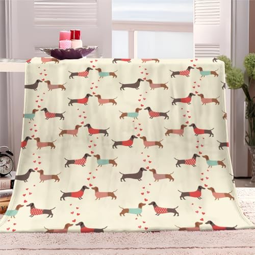 Kuscheldecke Fleecedecke Dackel 150x200 cm Flauschig Decke Warme Sofa Decke, Kuschlige Wohndecke Weich Wohnzimmer Couchdecke Sherpa Decke für Winter von Generic