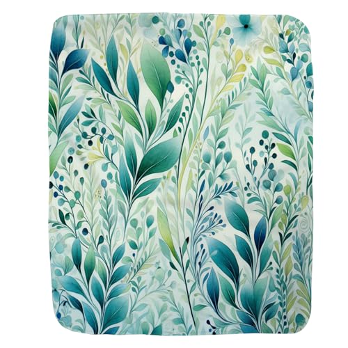 Kuscheldecke Grüne Pflanzen, Blumen Und Pflanzen, Einfachheit Und Minimalismus Flanell Decke Weiches Sofadecke Gemütlich Wohndecke Für Draußen Bank Nickerchen S von Generic