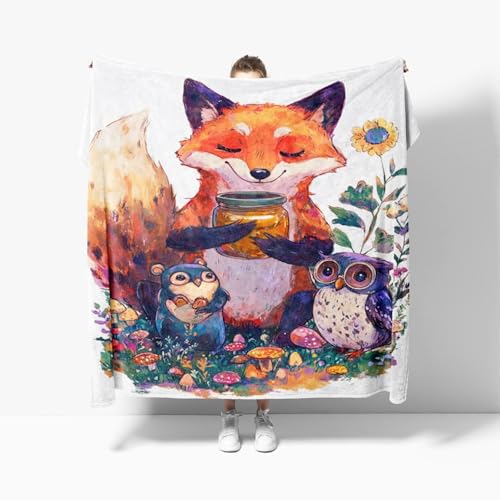 Kuscheldecke L Flauschig Fleecedecke Sofadecke 70x100 cm Gemaltes Tierwald-Motiv Warm Herbst & Sommerdecke Wohndecke Couchdecke, Bunt Flanell Kuscheldecke für Kinder Erwachsene Geschenk Kuscheldecke L Flauschig Fleecedecke Sofadecke 70x100 cm Gemaltes Tierwald-Motiv Warm Herbst & Sommerdecke Wohndecke Couchdecke, Bunt Flanell Kuscheldecke für Kinder Erwachsene Geschenk von Generic