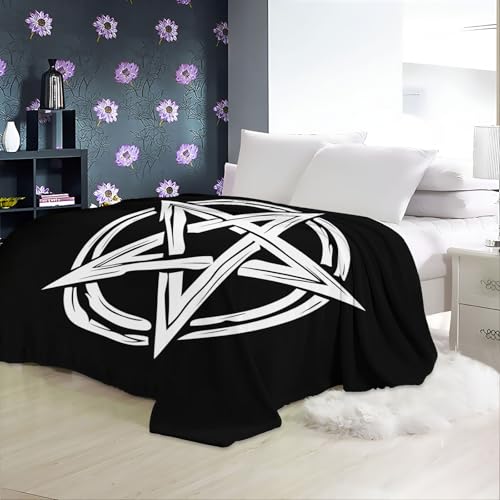 Kuscheldecke Linienstruktur, antikes Pentagramm Flauschig Decke 130 x 200 cm Flauschige Decke Couchdecke Dicke Sofadecke Wohndecke Blanket Mikrofaser Tagesdecke Birthday DekoSchwarz und Weiß von Generic