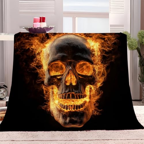 Kuscheldecken 70 X 100 cm Weich Decke,Flanelldecke Orange Schwarz Mikrofaser Kuscheldecke, Sofadecke Für Kinder Fantasie Flamme Totenkopf Decken 3D-Digitaldruck Decke Für Schlafzimmer Kuscheldecken 70 X 100 cm Weich Decke,Flanelldecke Orange Schwarz Mikrofaser Kuscheldecke, Sofadecke Für Kinder Fantasie Flamme Totenkopf Decken 3D-Digitaldruck Decke Für Schlafzimmer von Generic