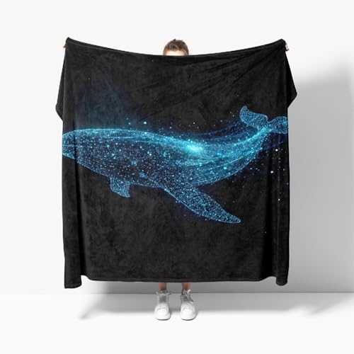 Kuscheldecken XXL 180x200 cm Weich Flauschig Virtuelles Wal-Design Flanell Fleecedecke, Schwarz Kuscheldecke Warm TV Sofadecke Tagesdecke Kinderdecken, Wohndecke Für Bett von Generic