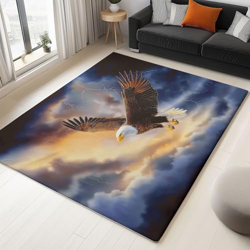 Kuscheliger Kurzflor-Teppich 60 x 110 cm, Robuster Wurfteppich mit Natur Tier Weißkopfseeadler Blitz gedrucktem Muster, Anti-Rutsch-Unterseite und ideal als Indoor-Akzent, Blaugrau Kuscheliger Kurzflor-Teppich 60 x 110 cm, Robuster Wurfteppich mit Natur Tier Weißkopfseeadler Blitz gedrucktem Muster, Anti-Rutsch-Unterseite und ideal als Indoor-Akzent, Blaugrau von Generic
