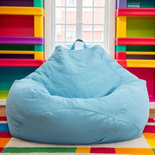Kuscheltier Aufbewahrung Samt Sitzsack Abdeckung Nur Waschbar Verdickter Reißverschluss Stretch Keine Füllung Moderner Stil Sitzsäcke Teenager Erwachsene Schlafzimmer,Blau,90 * 110cm von Generic