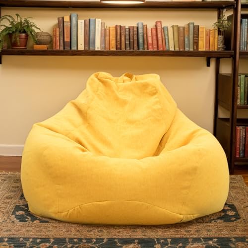 Kuscheltier Aufbewahrung Samt Sitzsack Abdeckung Nur Waschbar Verdickter Reißverschluss Stretch Keine Füllung Moderner Stil Sitzsäcke Teenager Erwachsene Schlafzimmer,Gelb,105 * 115cm von Generic