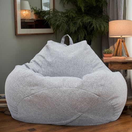 Kuscheltier Aufbewahrung Samt Sitzsack Abdeckung Nur Waschbar Verdickter Reißverschluss Stretch Keine Füllung Moderner Stil Sitzsäcke Teenager Erwachsene Schlafzimmer,Grau,90 * 110cm von Generic