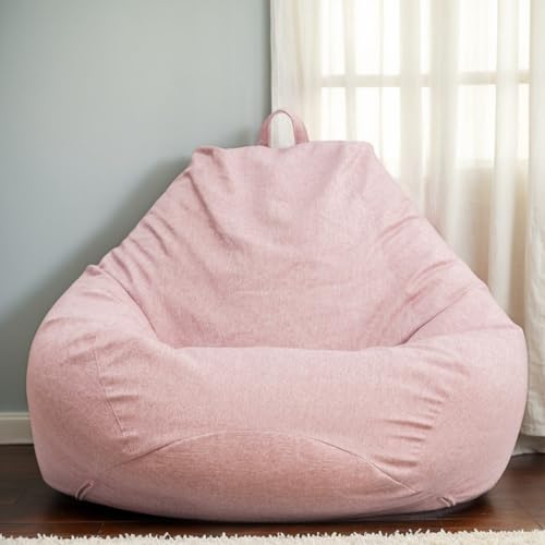 Kuscheltier Aufbewahrung Samt Sitzsack Abdeckung Nur Waschbar Verdickter Reißverschluss Stretch Keine Füllung Moderner Stil Sitzsäcke Teenager Erwachsene Schlafzimmer,Rosa,80 * 90cm von Generic