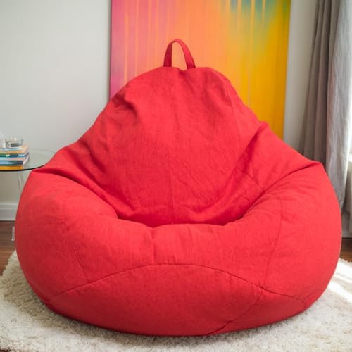 Kuscheltier Aufbewahrung Samt Sitzsack Abdeckung Nur Waschbar Verdickter Reißverschluss Stretch Keine Füllung Moderner Stil Sitzsäcke Teenager Erwachsene Schlafzimmer,Rot,105 * 115cm von Generic