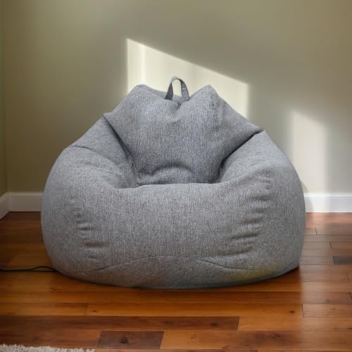Kuscheltier Aufbewahrung Sitzsack Abdeckung Nur Samt Waschbar Verdickter Reißverschluss Stretch Stoff Modern Schlafzimmer Wohnzimmer Büro Terrasse Teenager Erwachsene,Dark Grey,80 * 90cm von Generic