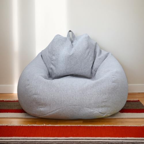 Kuscheltier Aufbewahrung Sitzsack Abdeckung Nur Samt Waschbar Verdickter Reißverschluss Stretch Stoff Modern Schlafzimmer Wohnzimmer Büro Terrasse Teenager Erwachsene,Grau,90 * 110cm von Generic