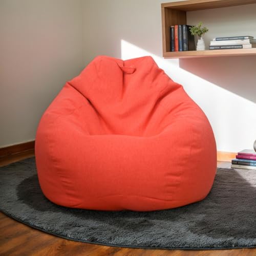 Kuscheltier Aufbewahrung Sitzsack Abdeckung Nur Samt Waschbar Verdickter Reißverschluss Stretch Stoff Modern Schlafzimmer Wohnzimmer Büro Terrasse Teenager Erwachsene,Rot,100 * 120cm von Generic