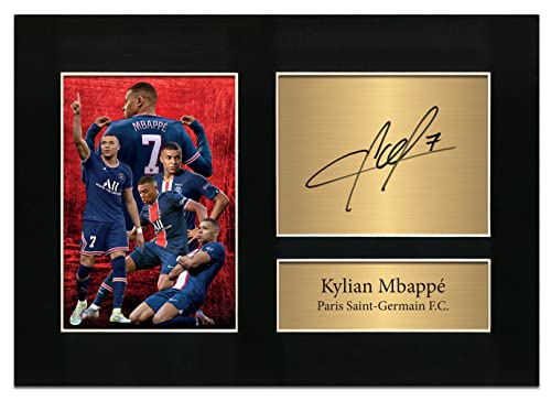 Kylian Mbappe Autogramm PSG Paris Saint-Germain signiert A4 Foto Memorabilia Reproduktion Druck Bild Display Nr. 127 von Generic